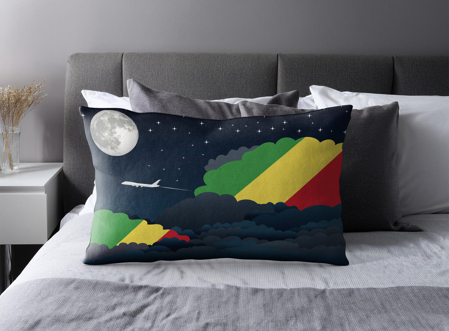 Congo Republic of the Night Clouds Pillow Case and Pillow Throw