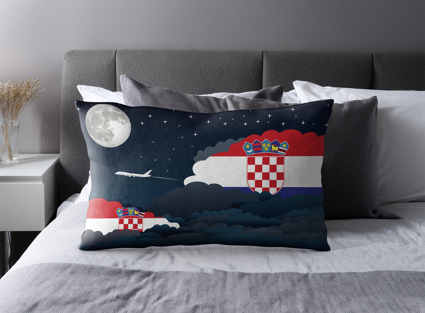Croatia Night Clouds Pillow Case and Pillow Throw