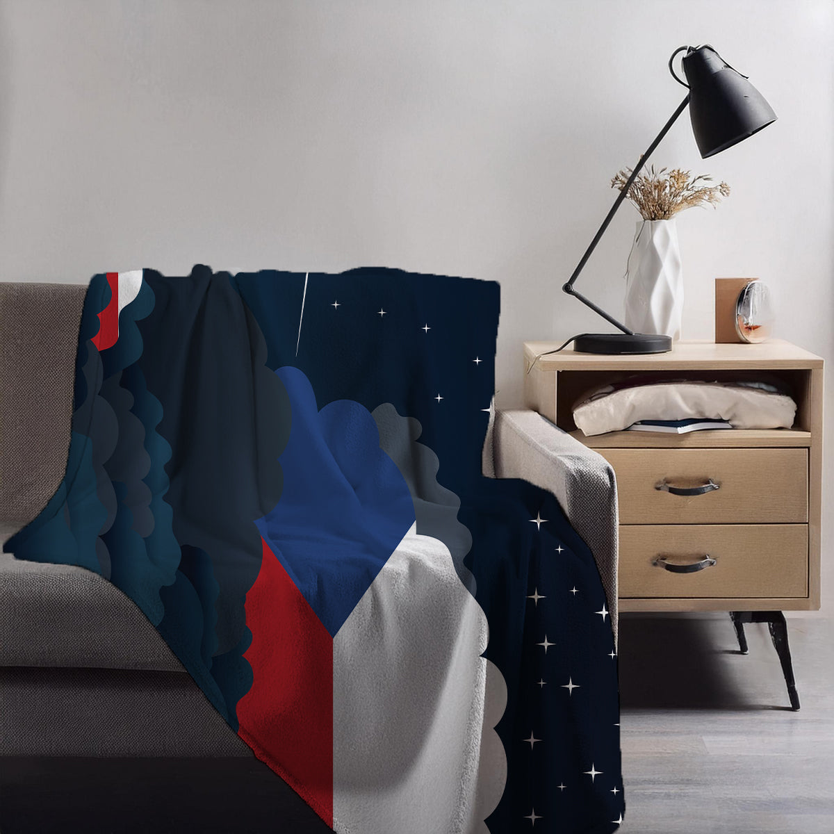 Czech Republic Night Clouds Blanket Throw