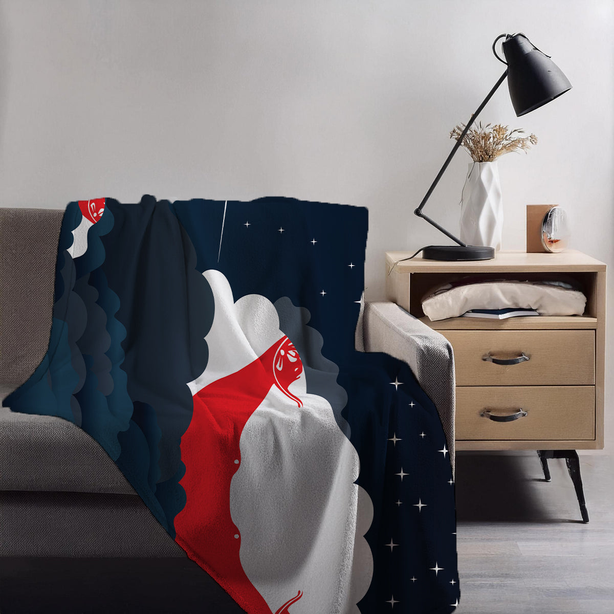 Easter Island Rapa Nui Night Clouds Blanket Throw