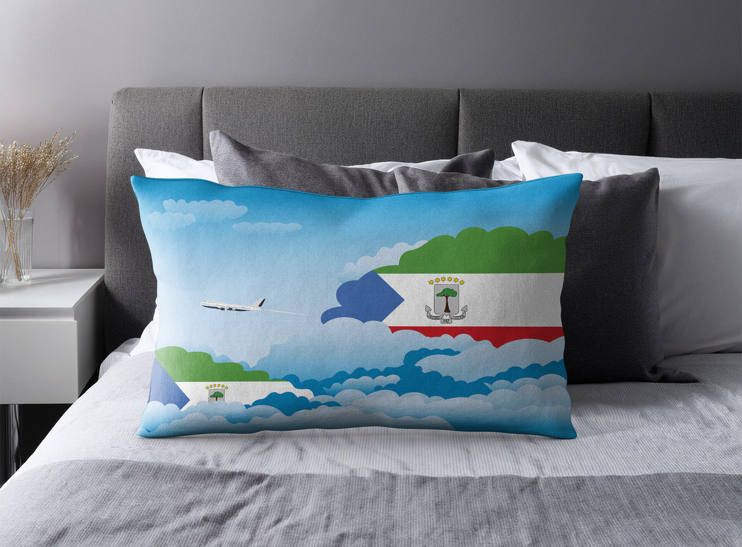 Equatorial Guinea Day Clouds Pillow Case and Pillow Throw