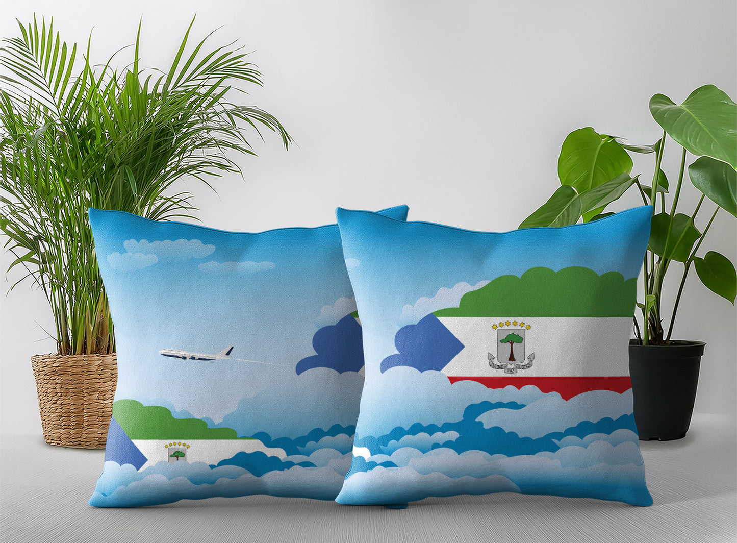 Equatorial Guinea Day Clouds Pillow Case and Pillow Throw