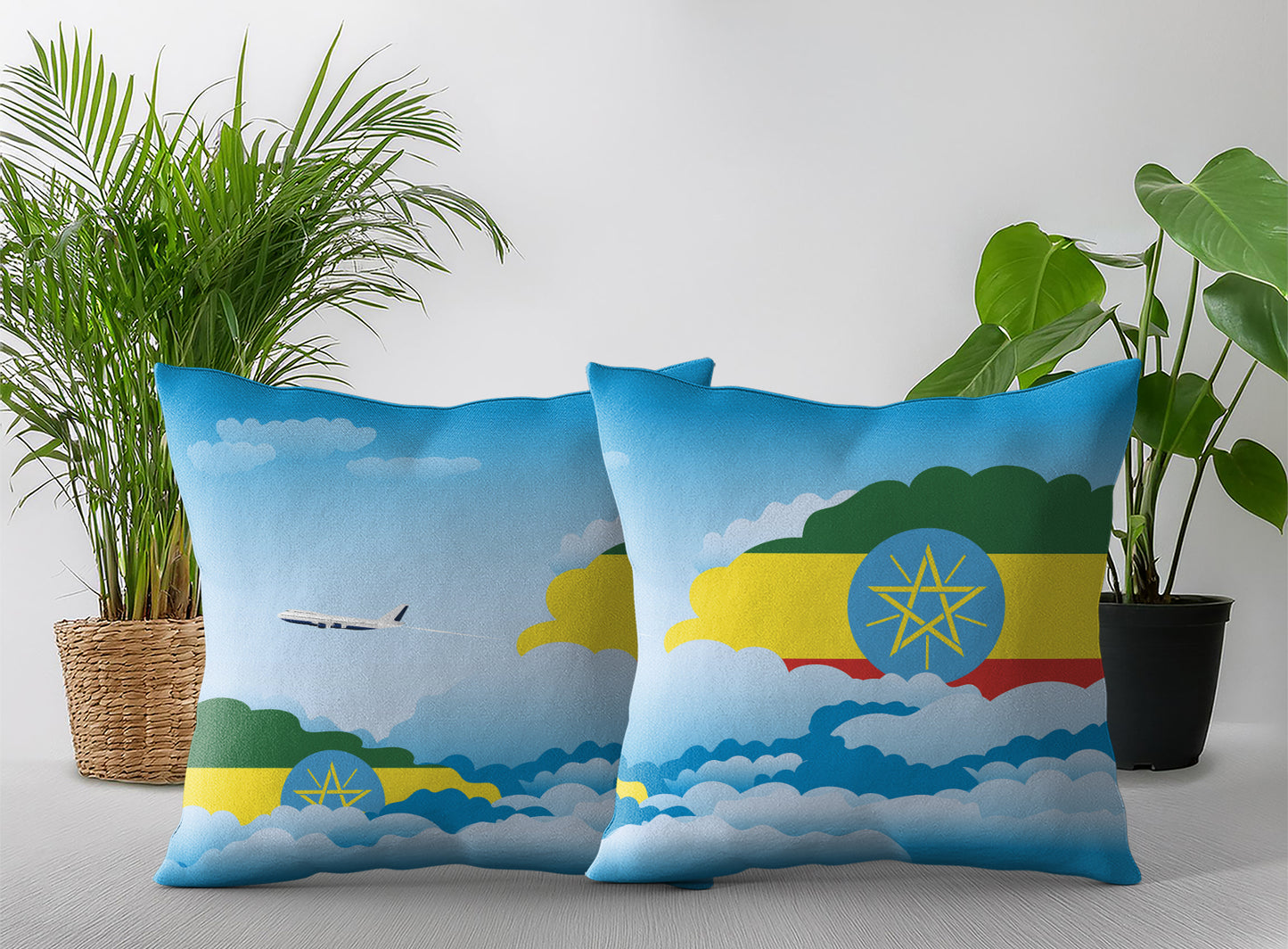 Ethiopia Day Clouds Pillow Case and Pillow Throw