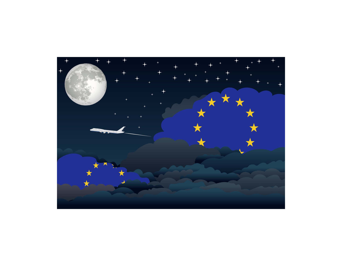 European Union Night Clouds Blanket Throw
