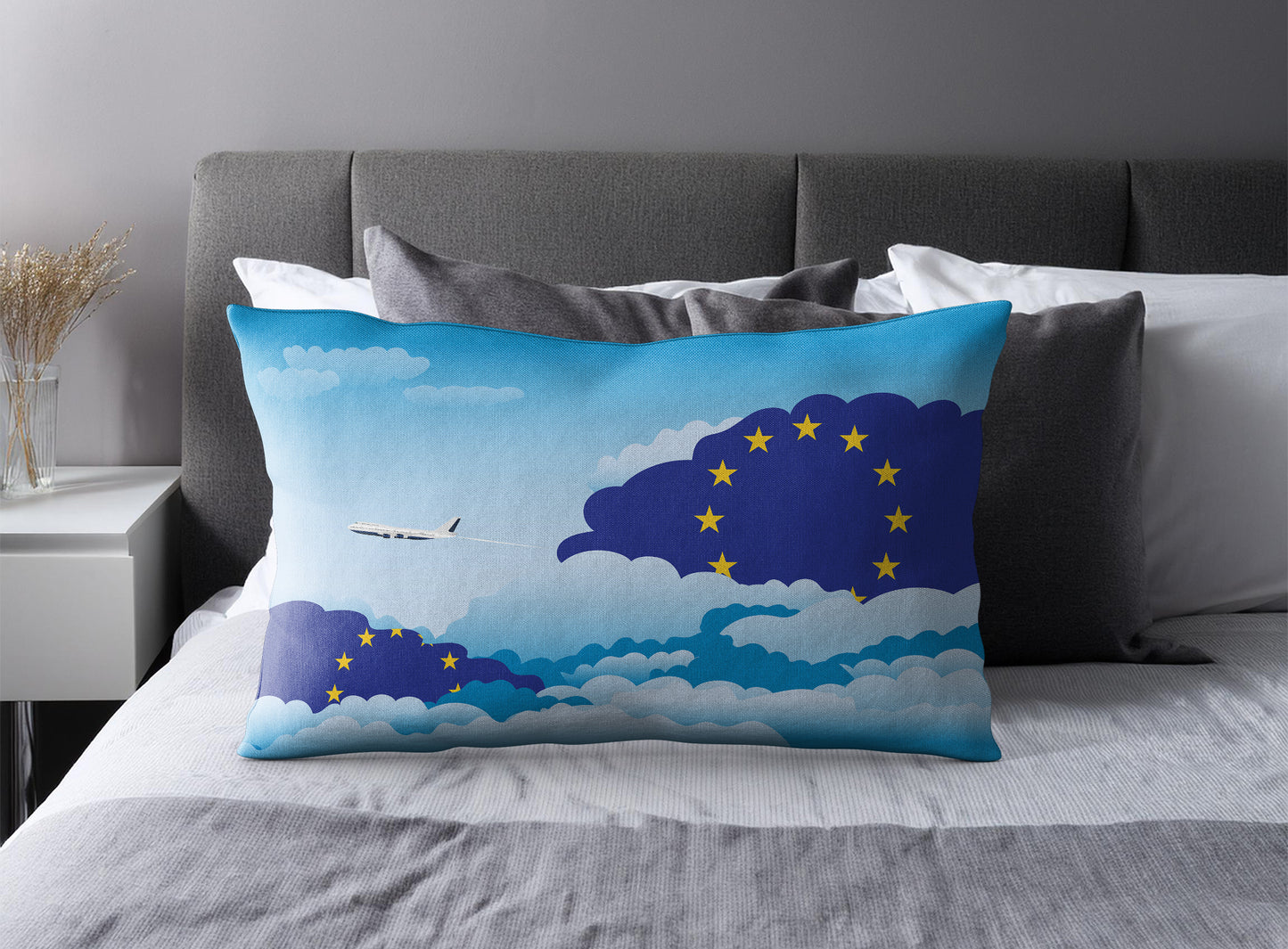 European Union Day Clouds Pillow Case and Pillow Throw
