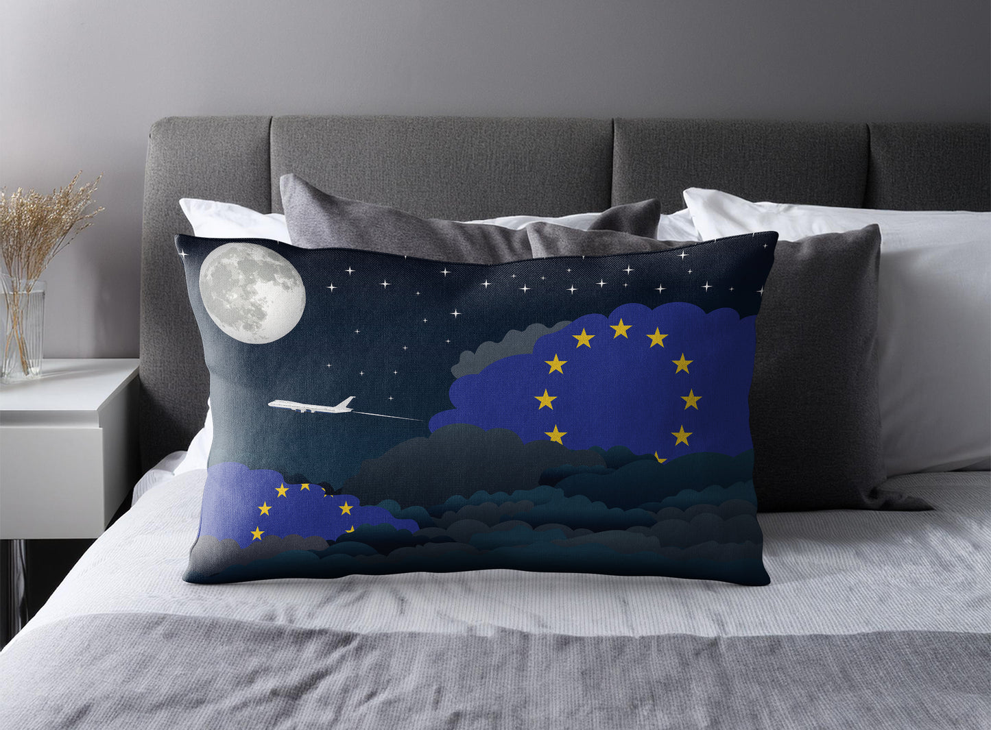 European Union Night Clouds Pillow Case and Pillow Throw
