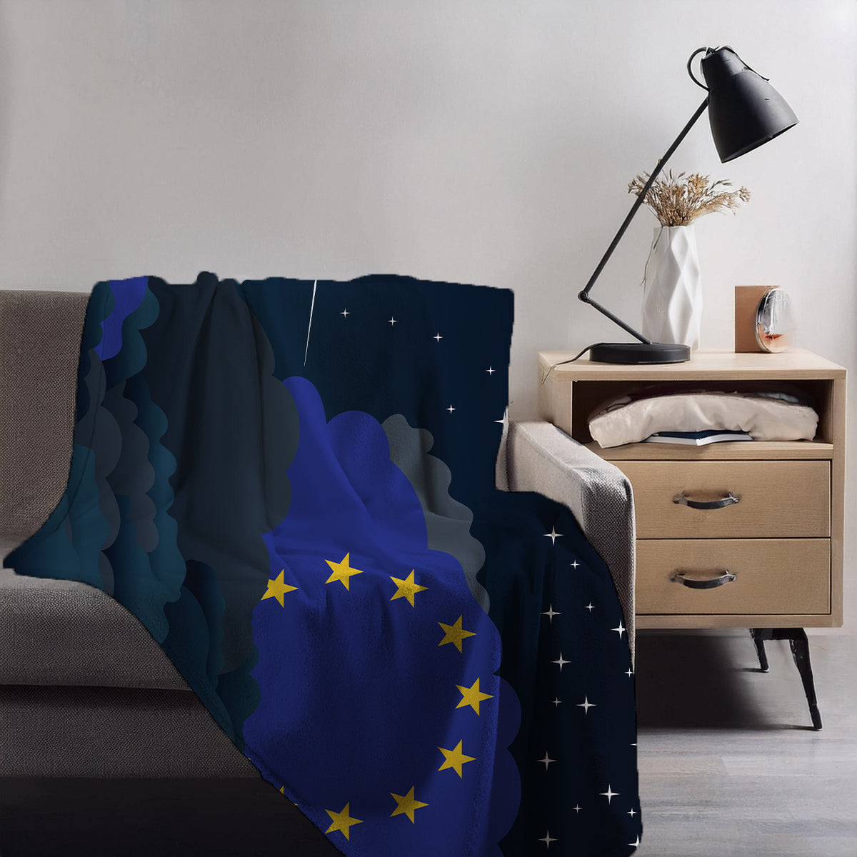European Union Night Clouds Blanket Throw