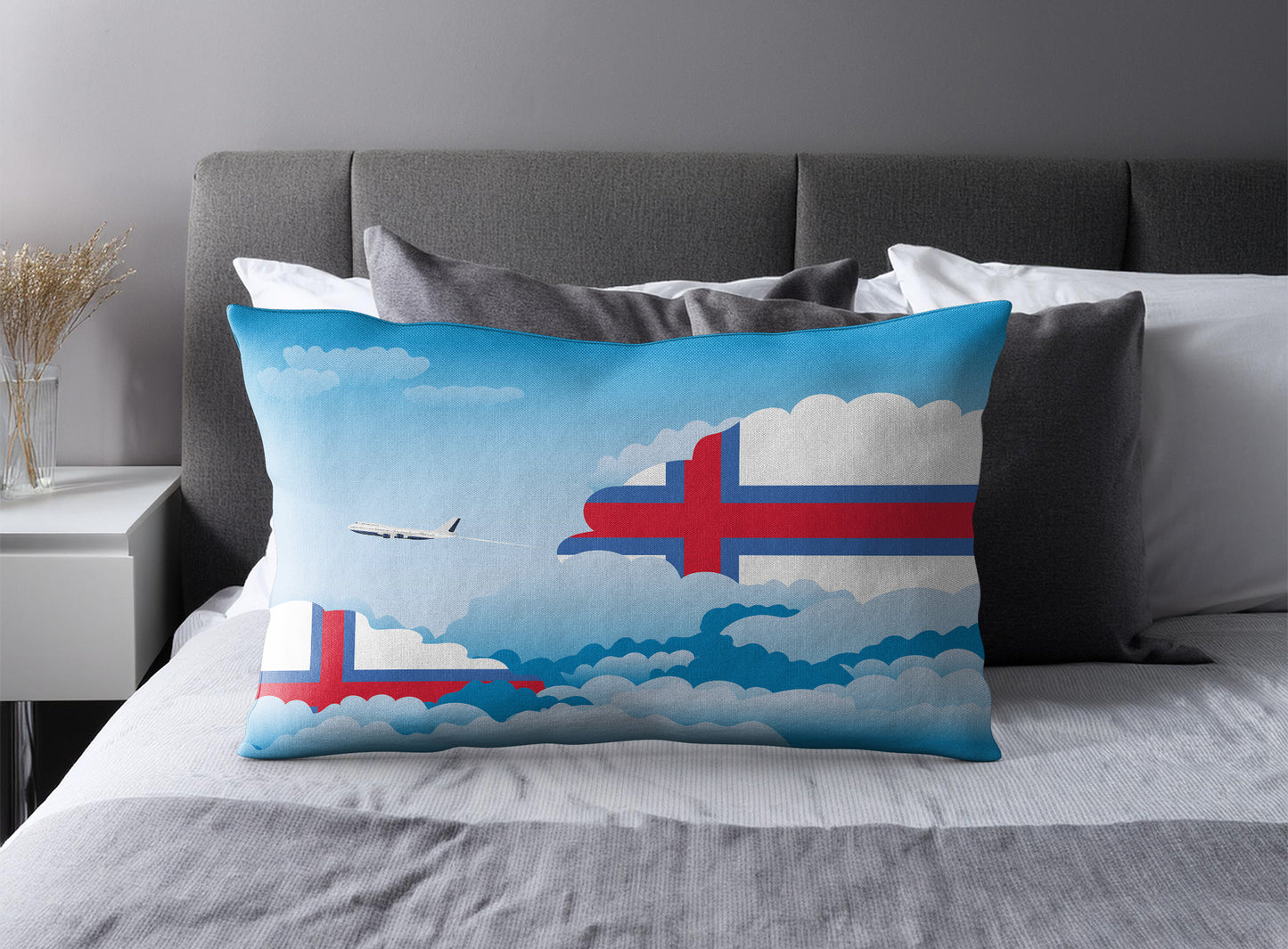 Faroe Islands Day Clouds Pillow Case and Pillow Throw