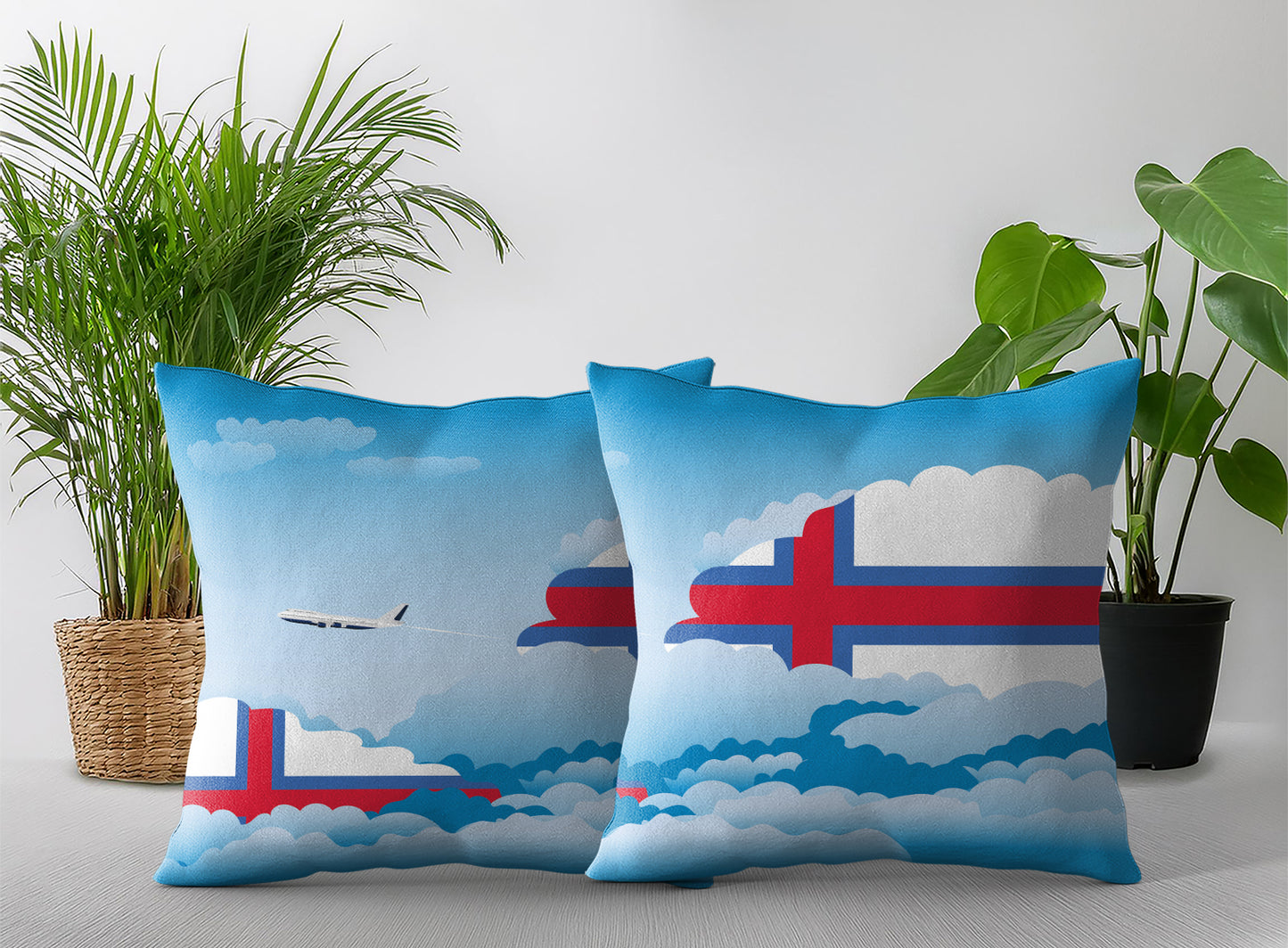 Faroe Islands Day Clouds Pillow Case and Pillow Throw