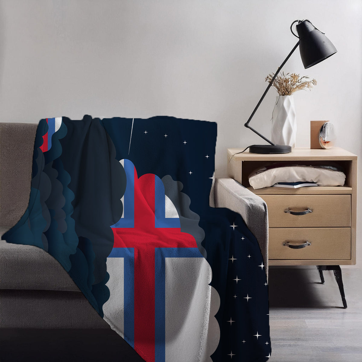 Faroe Islands Night Clouds Blanket Throw