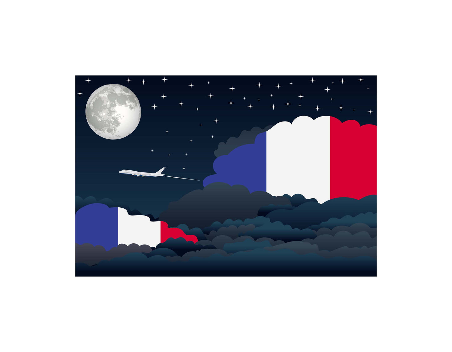France Night Clouds Blanket Throw