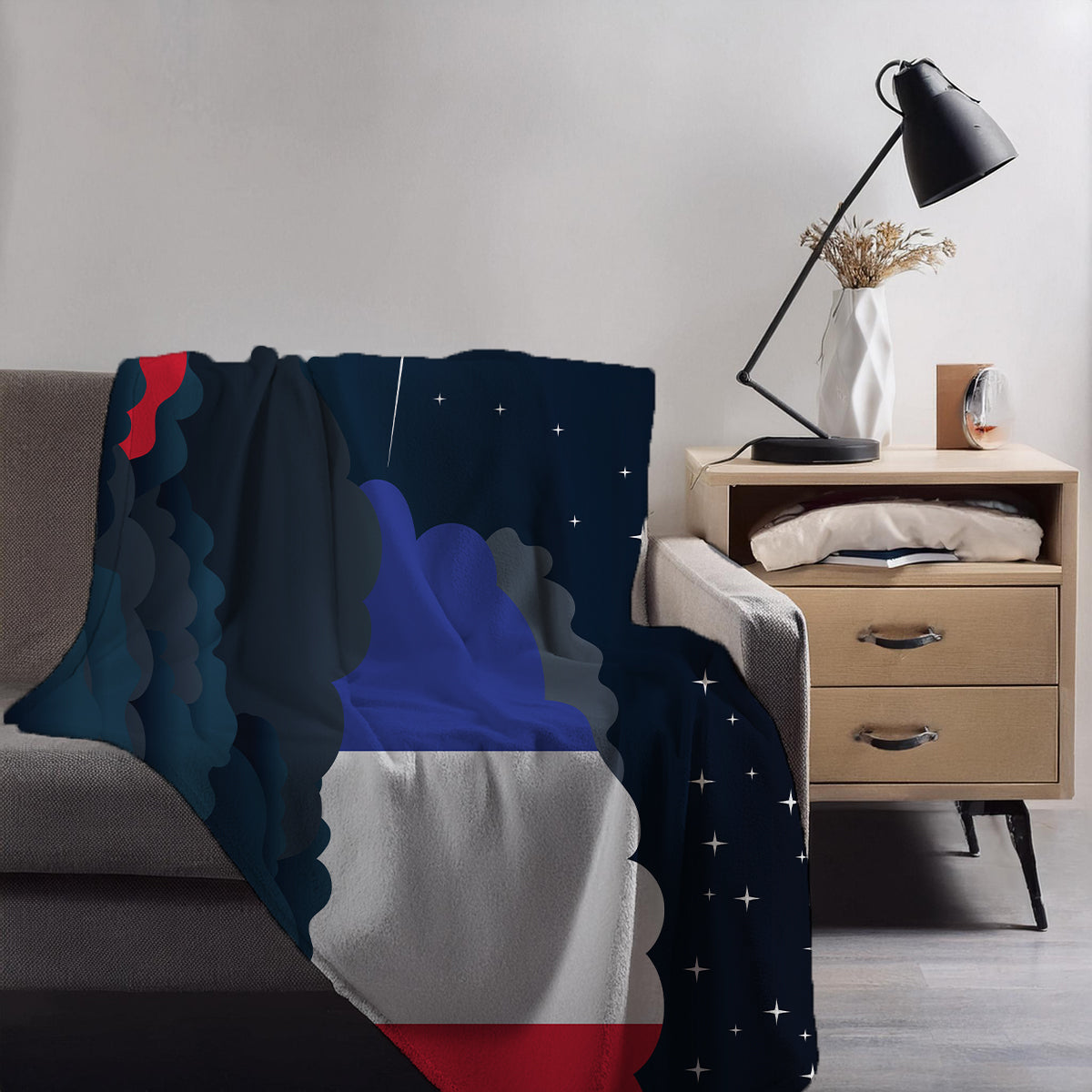 France Night Clouds Blanket Throw