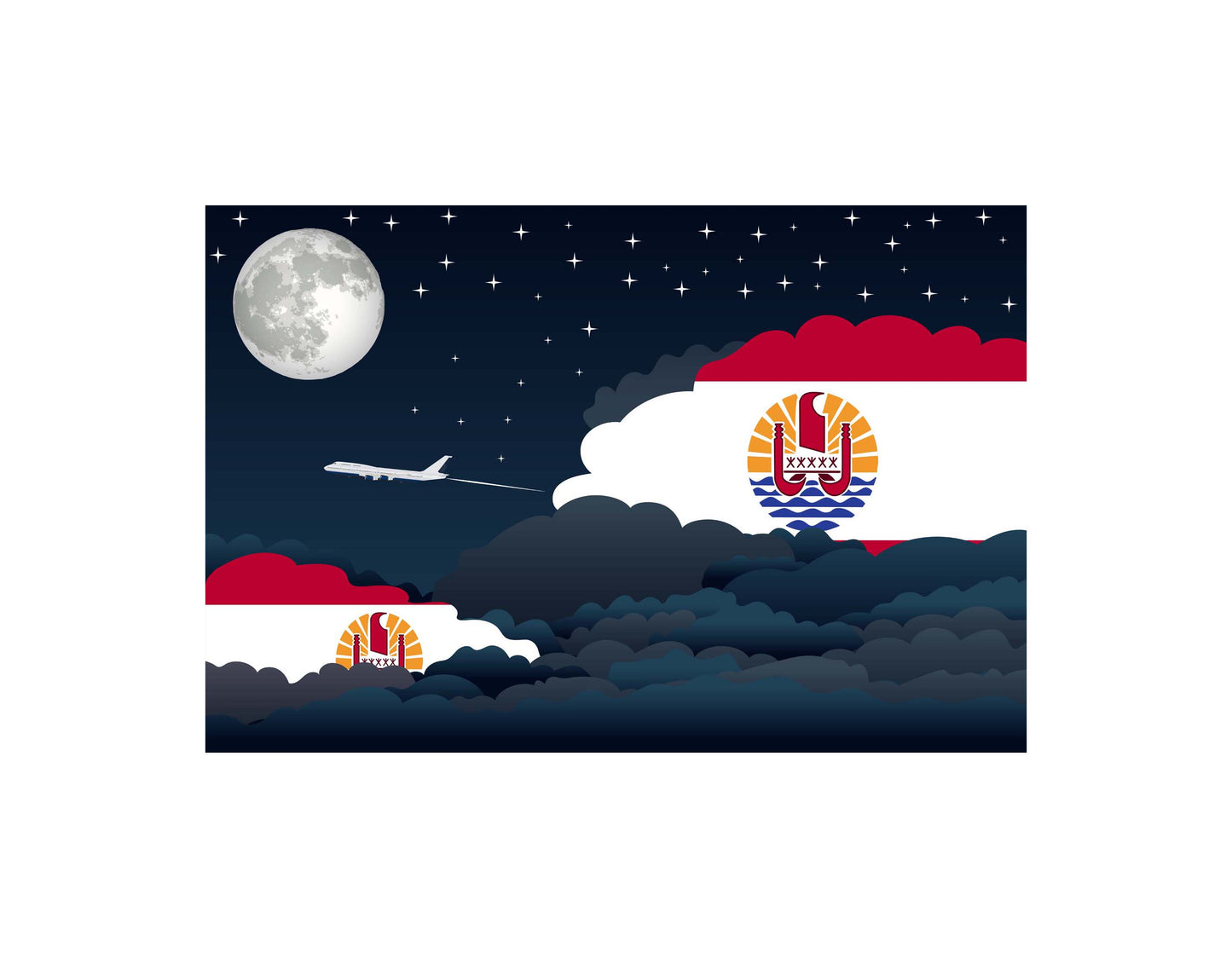 French Polynesia Night Clouds Blanket Throw