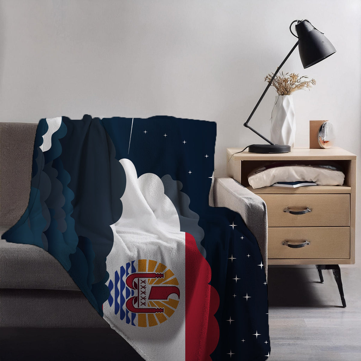 French Polynesia Night Clouds Blanket Throw