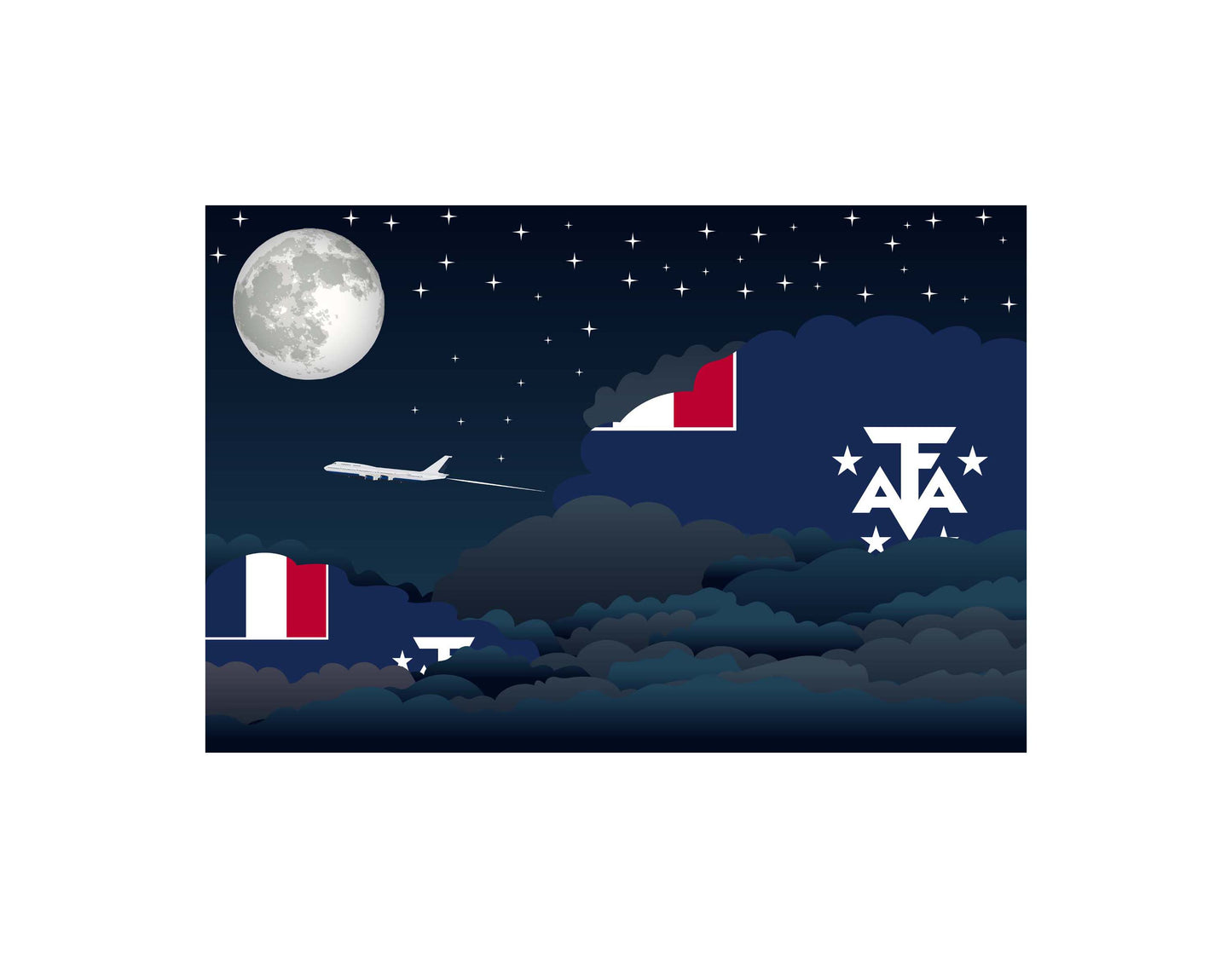French Southern Case and Antarctic Lands Night Clouds Blanket Throw