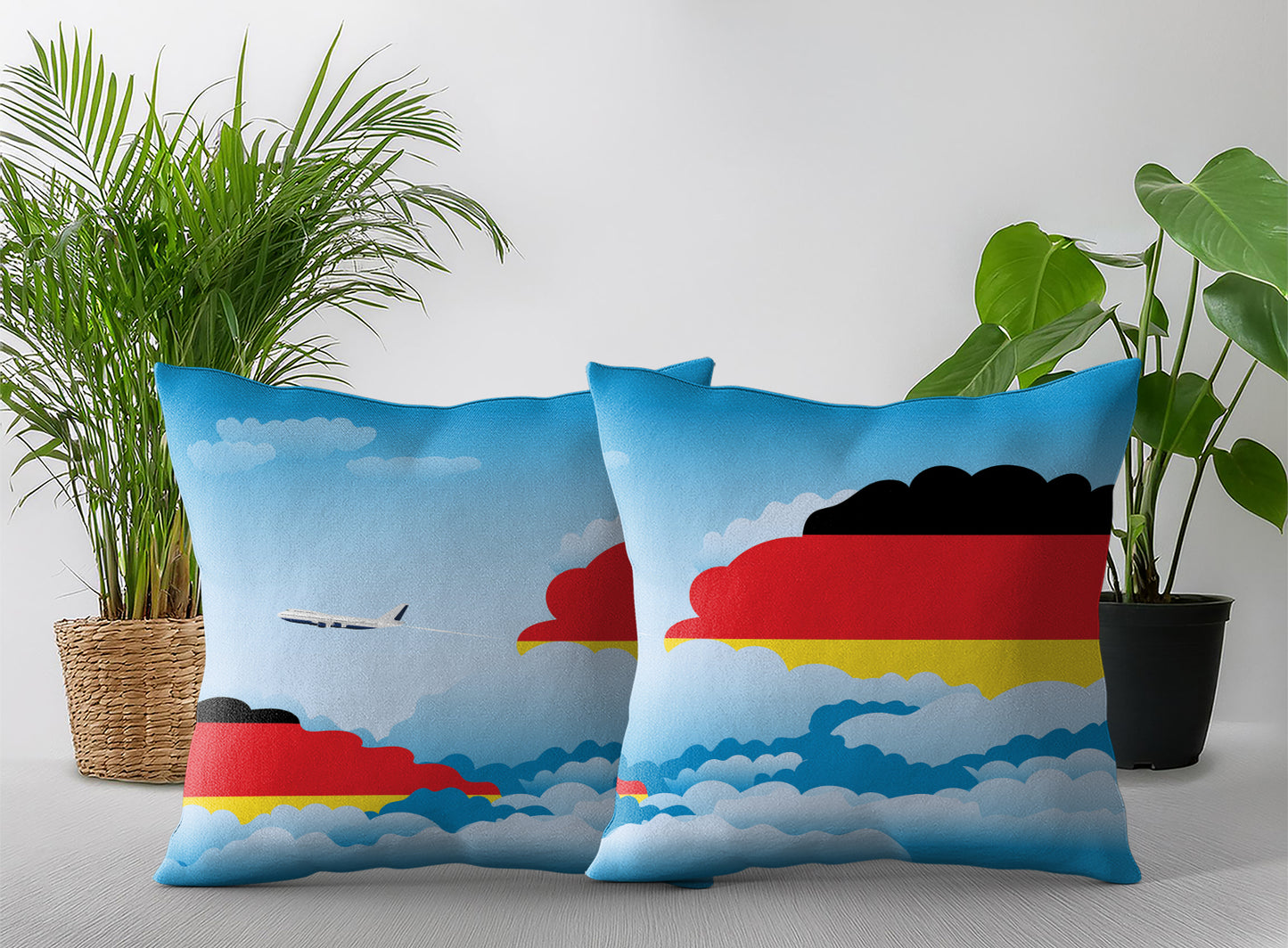 Germany Day Clouds Pillow Case and Pillow Throw