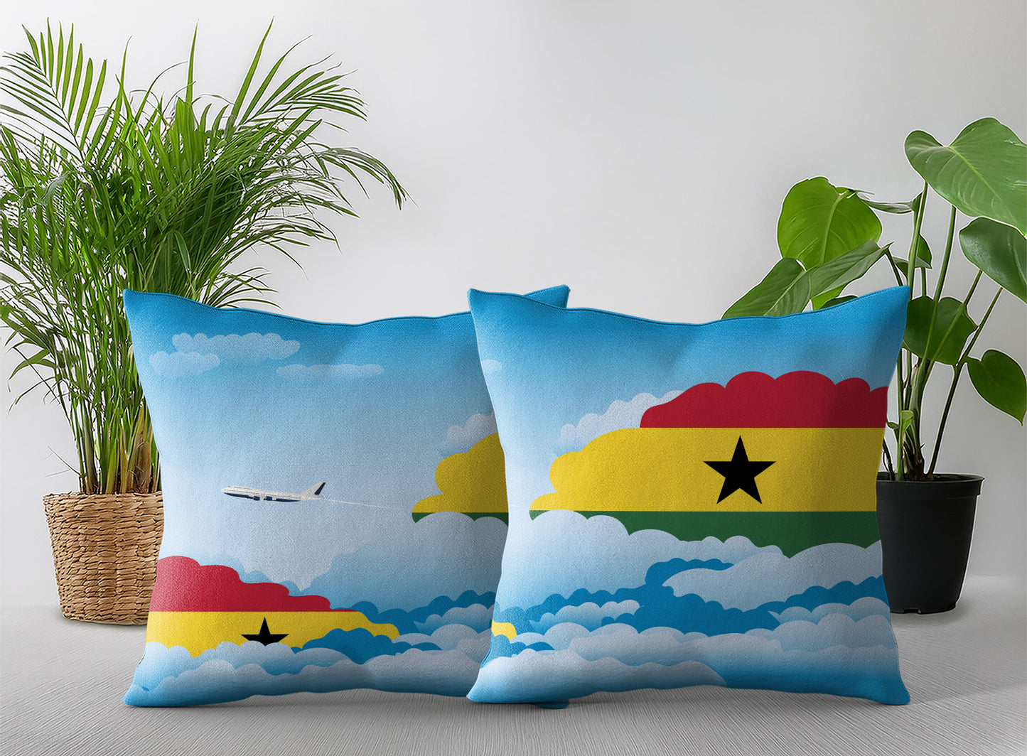 Ghana Day Clouds Pillow Case and Pillow Throw