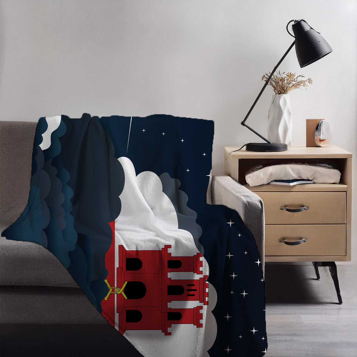Gibraltar Night Clouds Blanket Throw