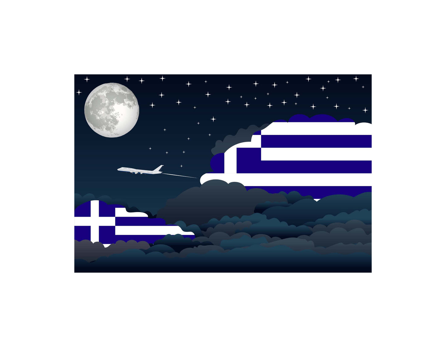 Greece Night Clouds Blanket Throw
