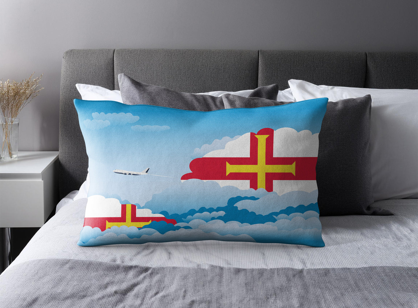 Guernsey Day Clouds Pillow Case and Pillow Throw