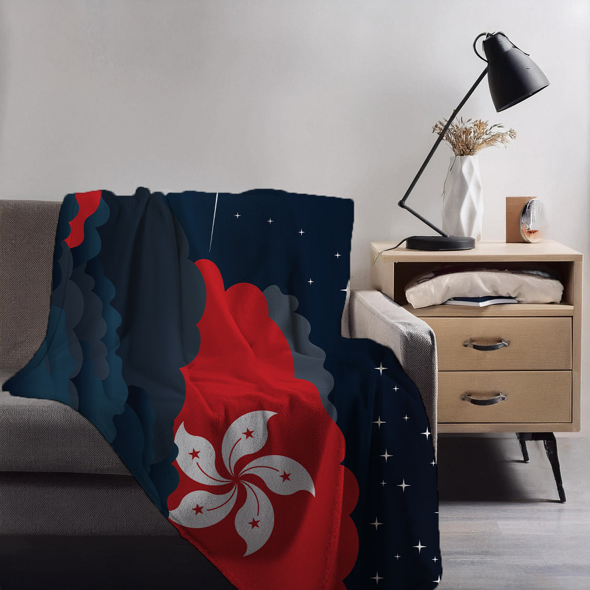 Hong Kong Night Clouds Blanket Throw