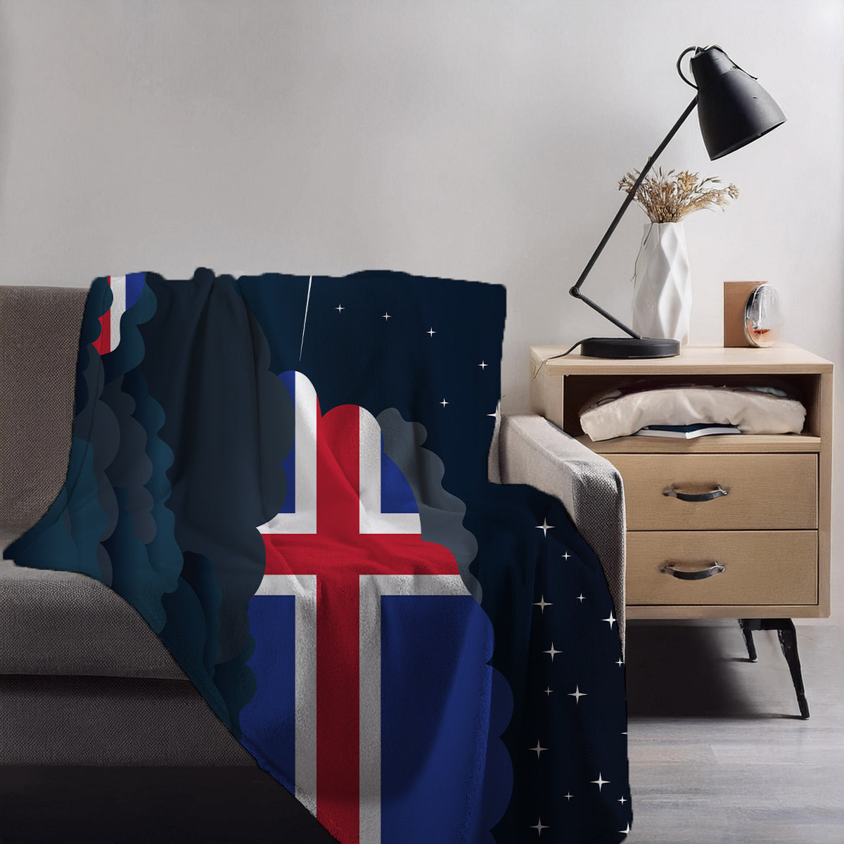 Iceland Night Clouds Blanket Throw