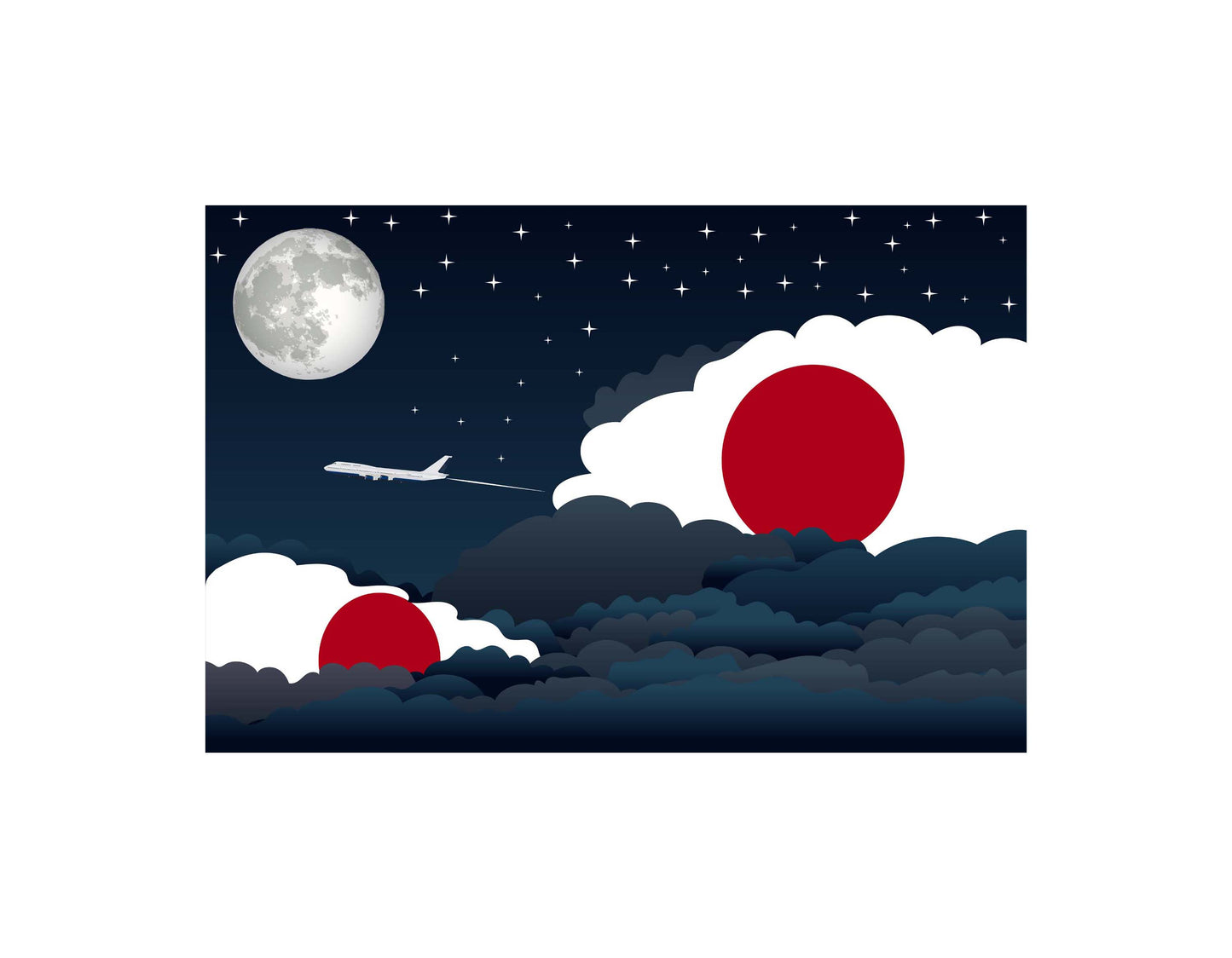 Japan Night Clouds Blanket Throw