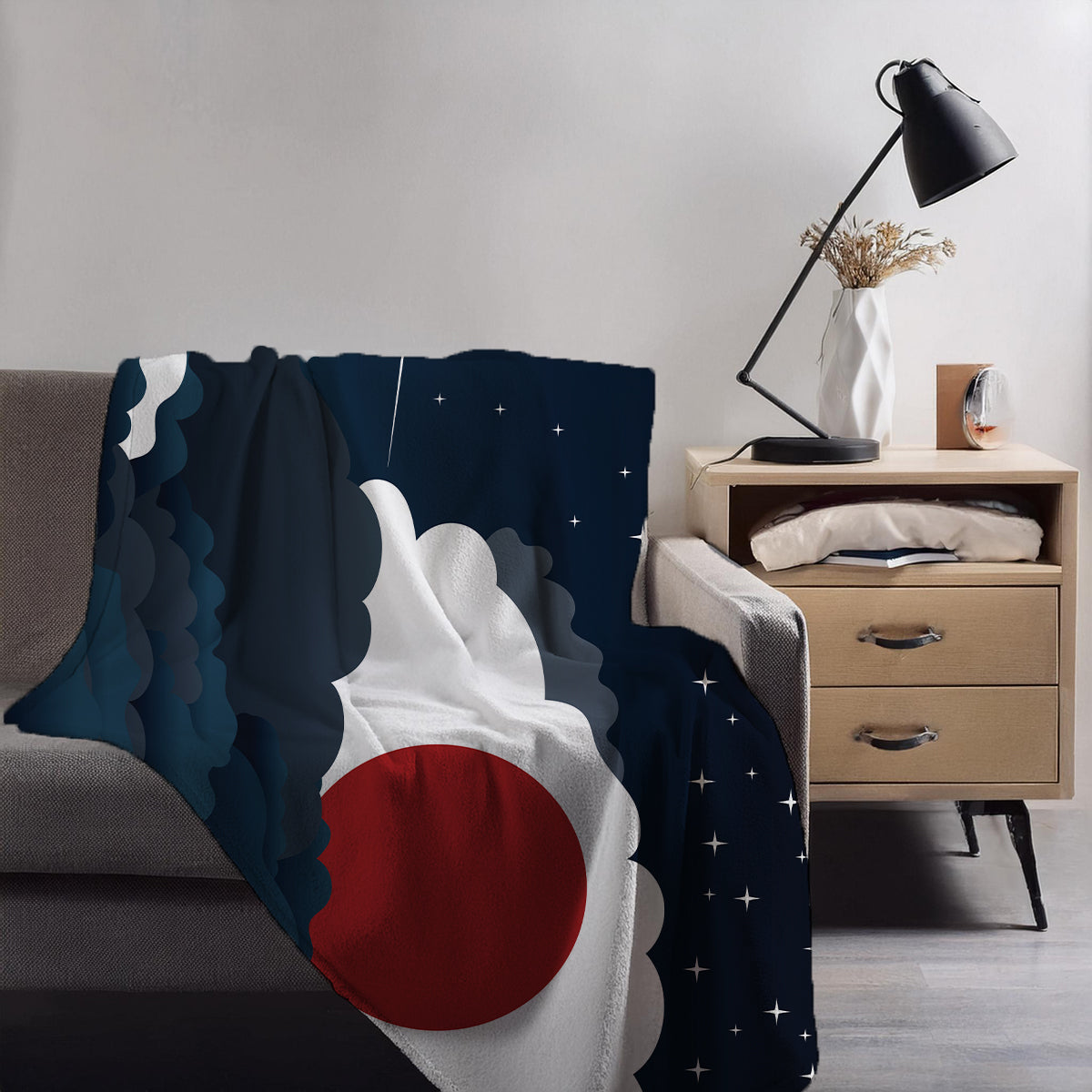 Japan Night Clouds Blanket Throw