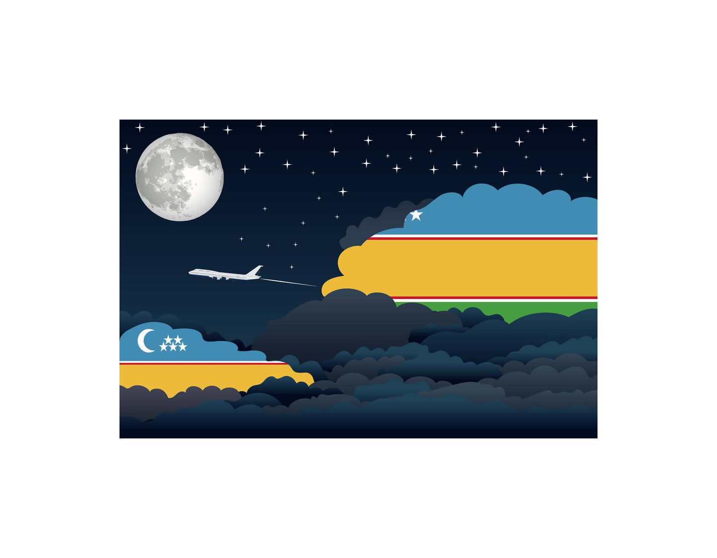 Karakalpakstan Night Clouds Blanket Throw
