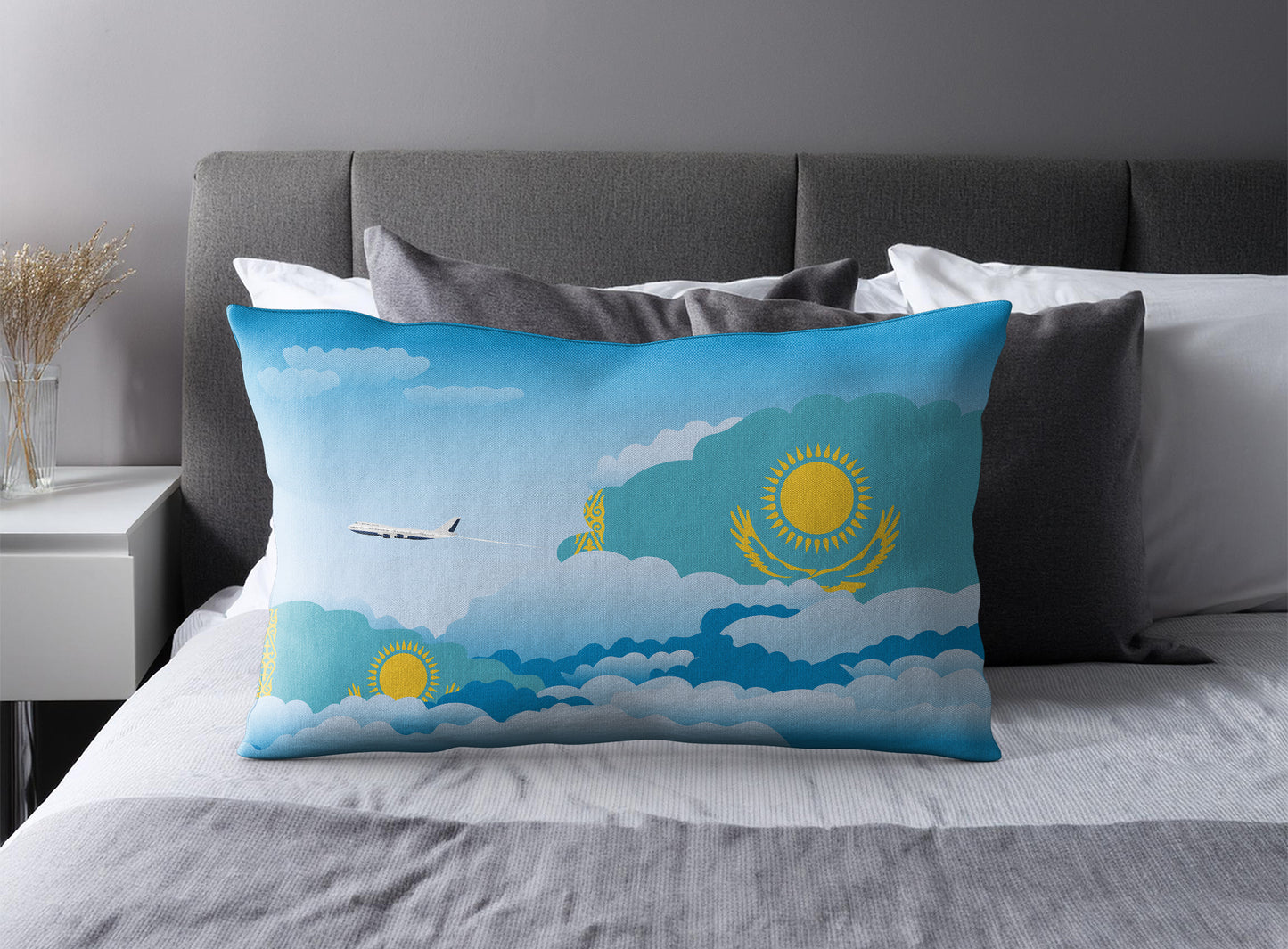 Kazakhstan Day Clouds Pillow Case and Pillow Throw