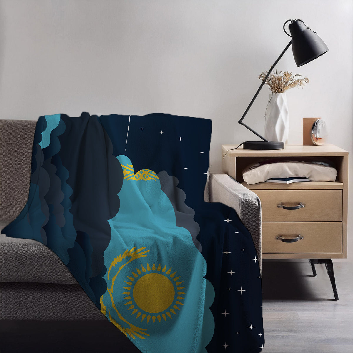 Kazakhstan Night Clouds Blanket Throw