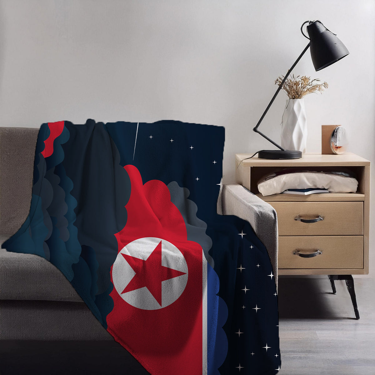 Korea North Night Clouds Blanket Throw