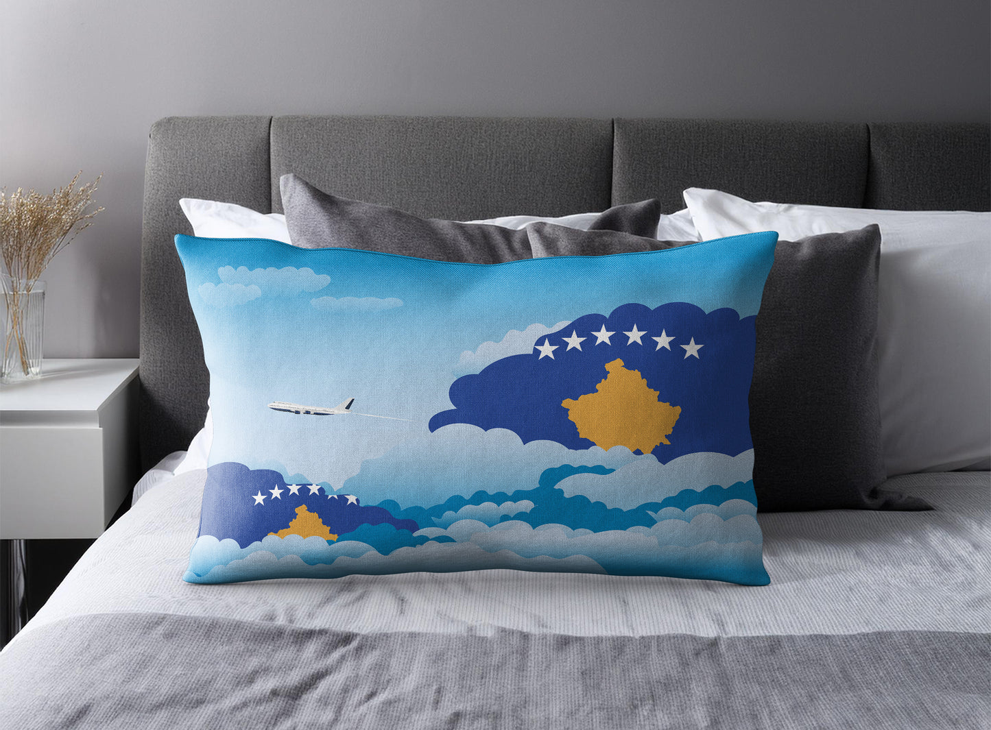 Kosovo Day Clouds Pillow Case and Pillow Throw