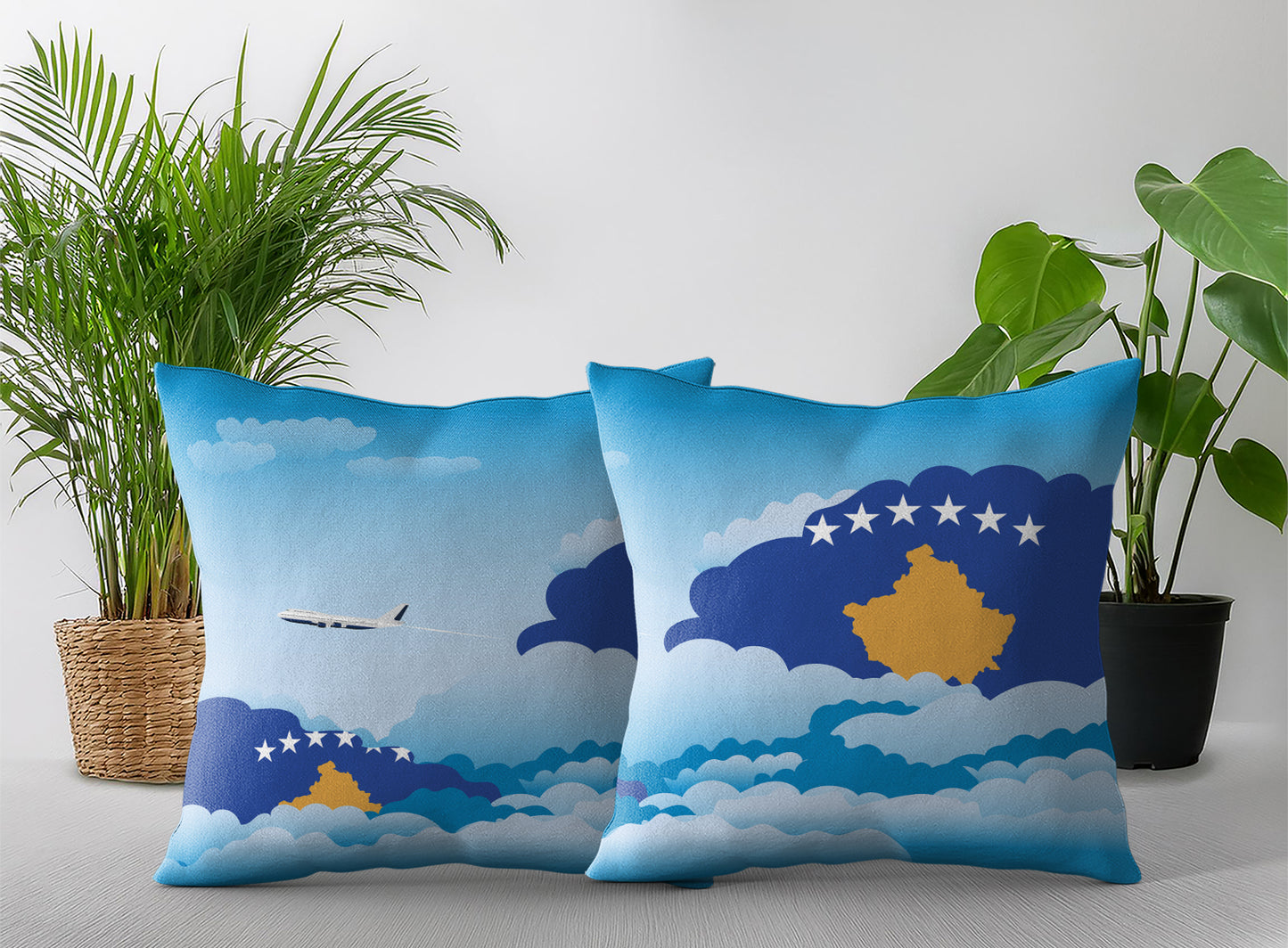 Kosovo Day Clouds Pillow Case and Pillow Throw