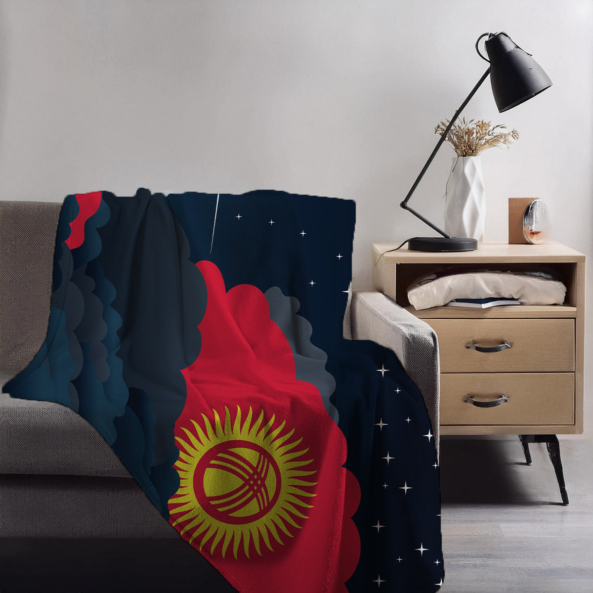 Kyrgyzstan Night Clouds Blanket Throw