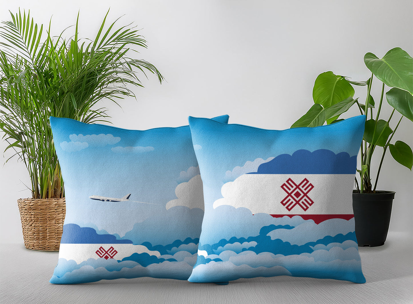 Mari El Day Clouds Pillow Case and Pillow Throw