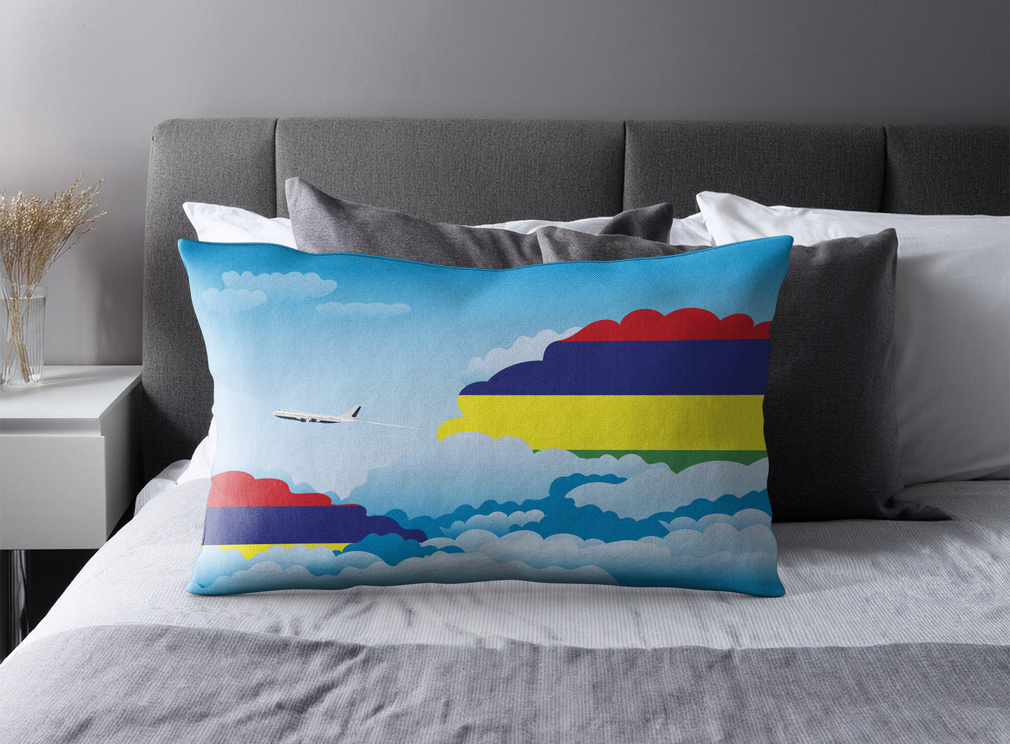 Mauritius Day Clouds Pillow Case and Pillow Throw