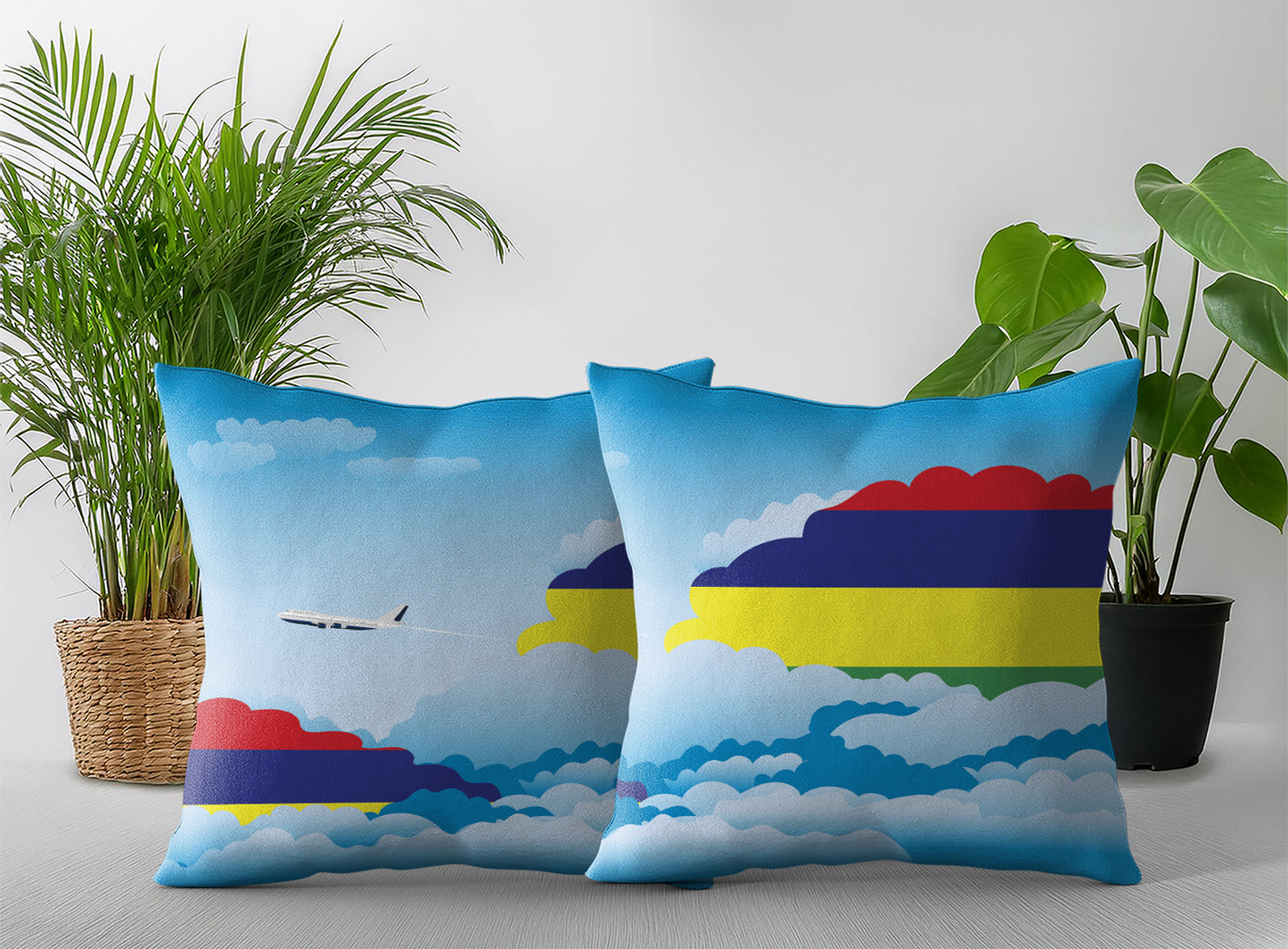 Mauritius Day Clouds Pillow Case and Pillow Throw