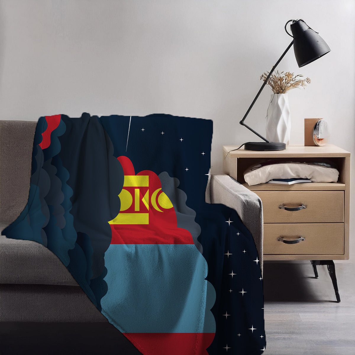Mongolia Night Clouds Blanket Throw