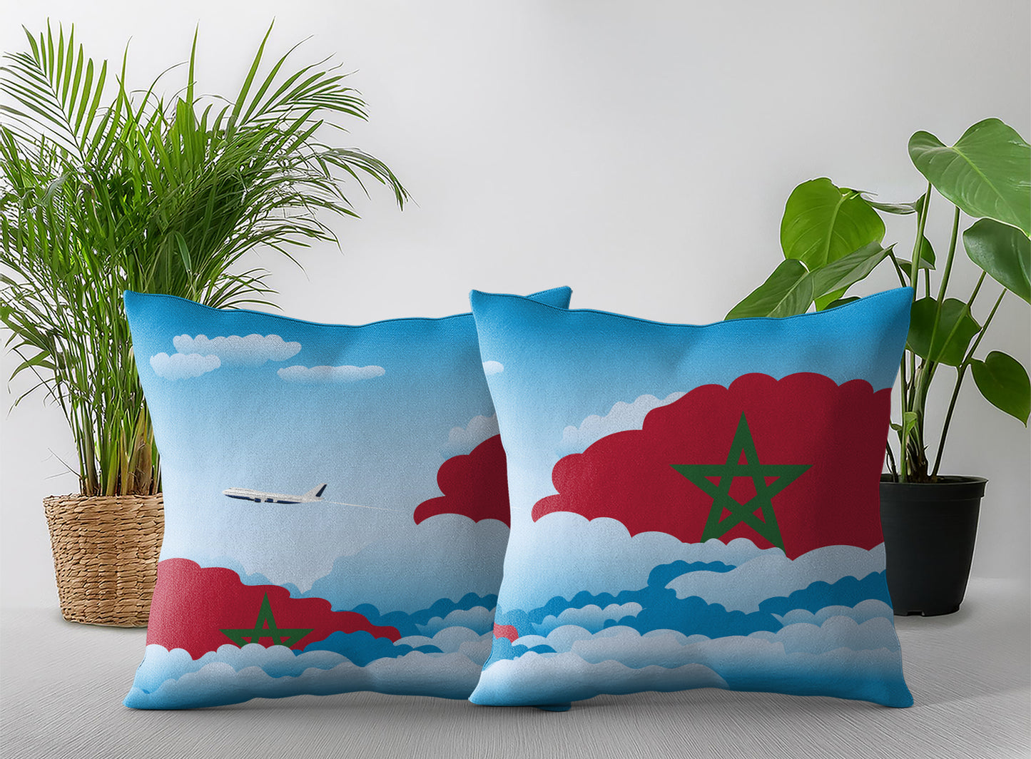 Morocco Day Clouds Pillow Case and Pillow Throw