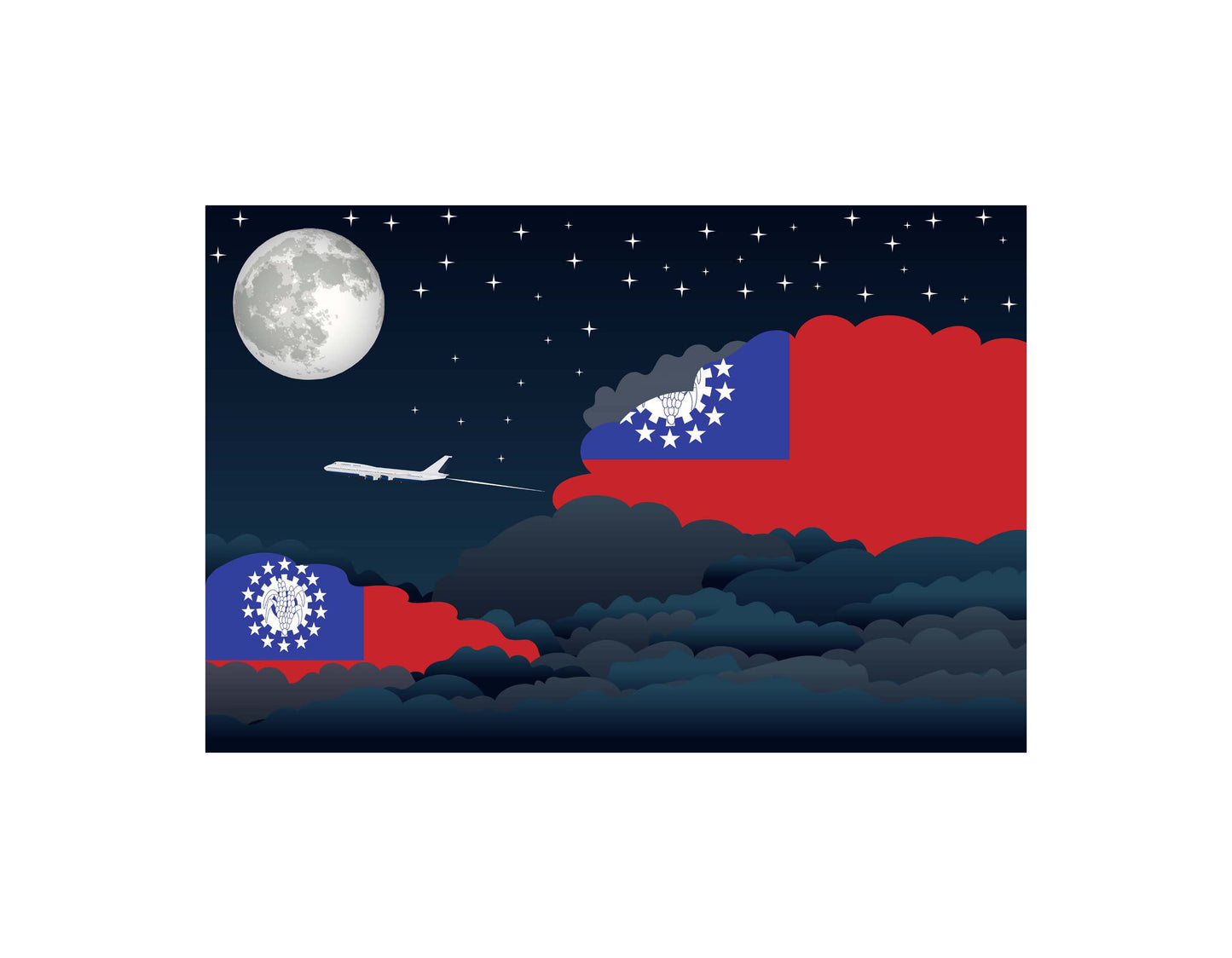 Myanmar Burma Night Clouds Blanket Throw