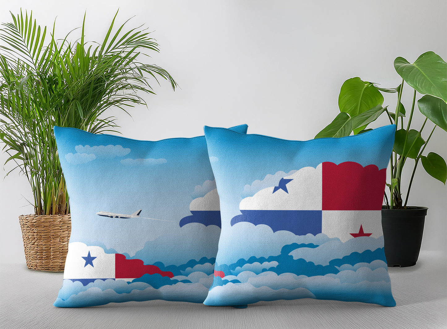 Panama Day Clouds Pillow Case and Pillow Throw