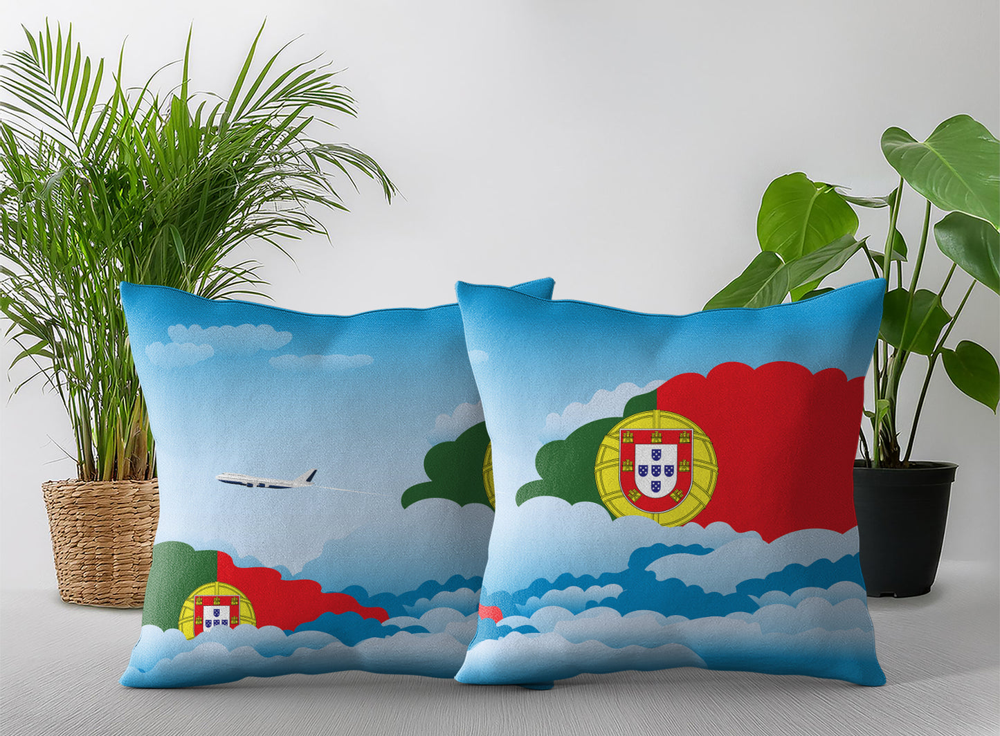 Portugal Day Clouds Pillow Case and Pillow Throw