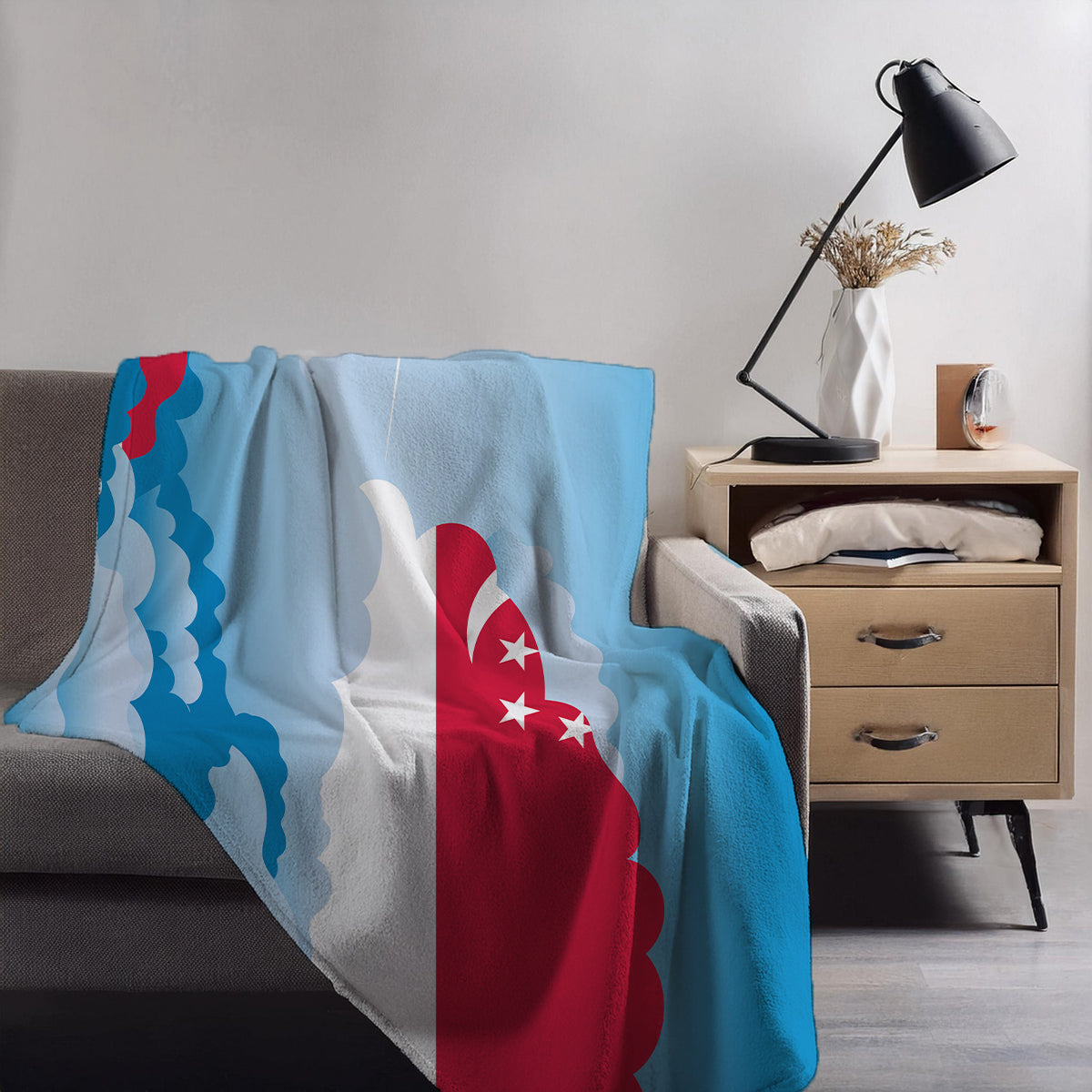 Singapore Day Clouds Blanket Throw