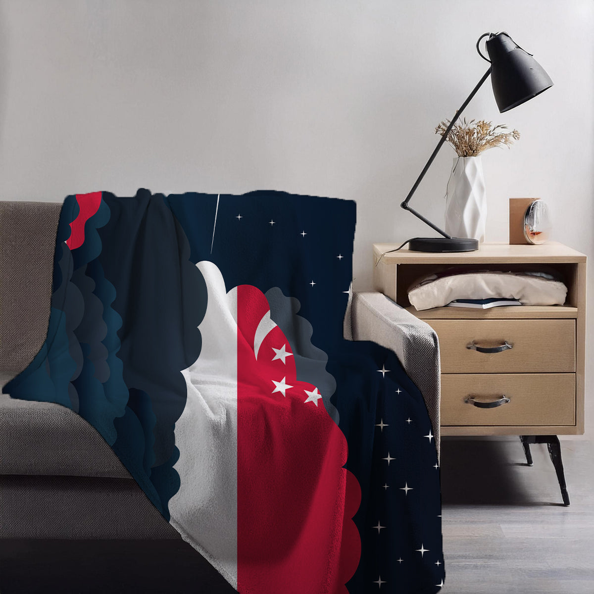 Singapore Night Clouds Blanket Throw