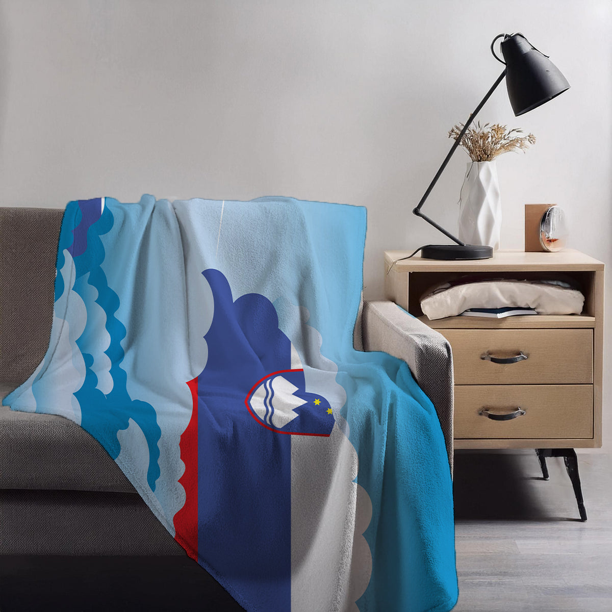 Slovenia Day Clouds Blanket Throw