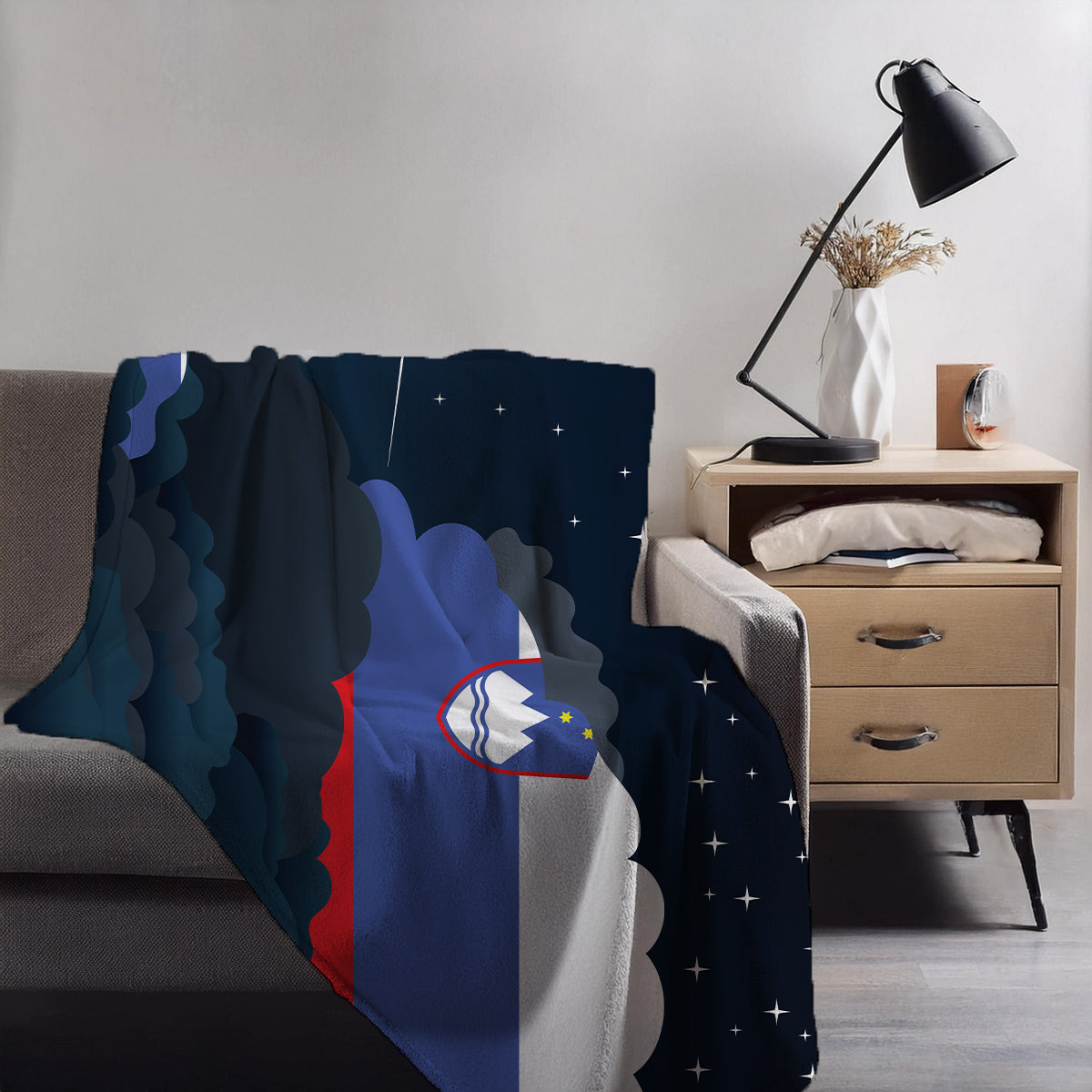 Slovenia Night Clouds Blanket Throw