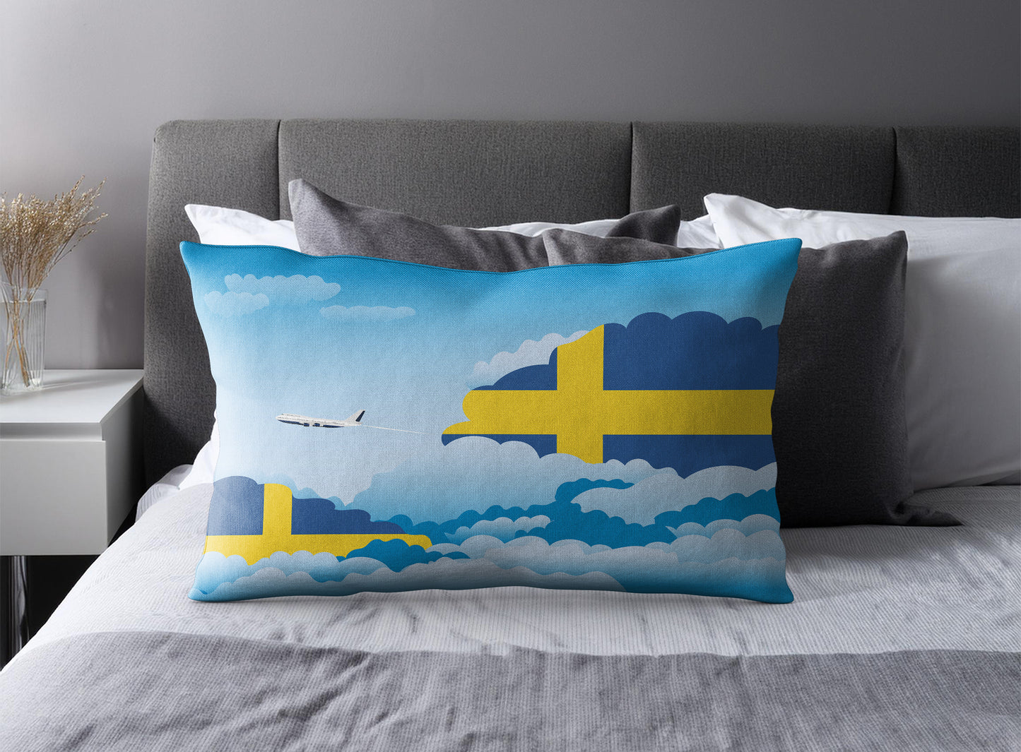 Sweden Day Clouds Pillow Case and Pillow Throw