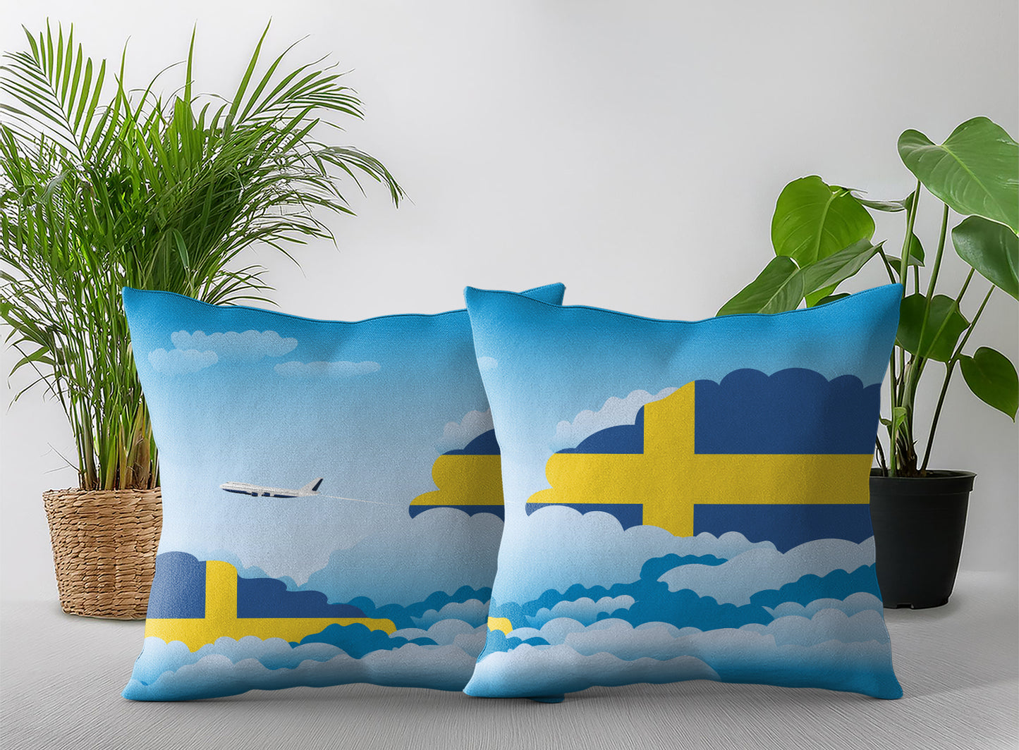 Sweden Day Clouds Pillow Case and Pillow Throw