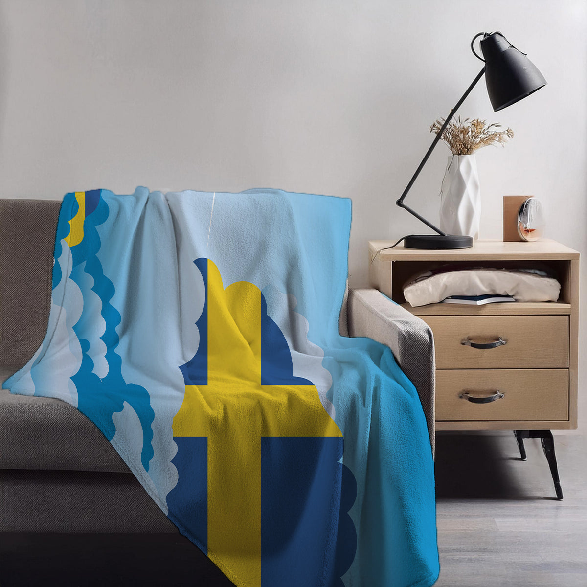 Sweden Day Clouds Blanket Throw